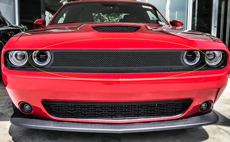 APS Black Stainless Upper Mesh Grille: Dodge Challenger 2015 - 2023