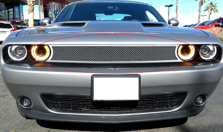APS Polished Stainless Upper Mesh Grille: Dodge Challenger 2015 - 2023