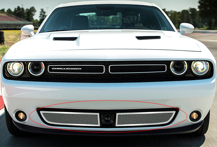 APS Polished Stainless Lower Mesh Grille (WITH Adaptive Cruise Control): Dodge Challenger 2015 - 2023