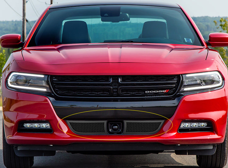 APS Black Stainless Lower Mesh Grille: Dodge Charger GT & SXT (WITH Adaptive Cruise Control) 2015 - 2023
