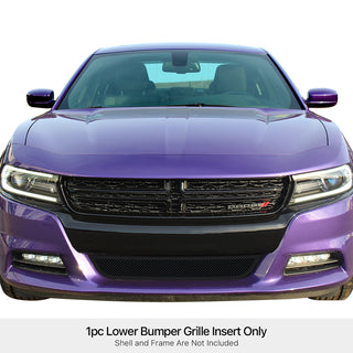 APS Black Stainless Lower Mesh Grille: Dodge Charger GT & SXT (w/OUT Adaptive Cruise Control) 2015 - 2023