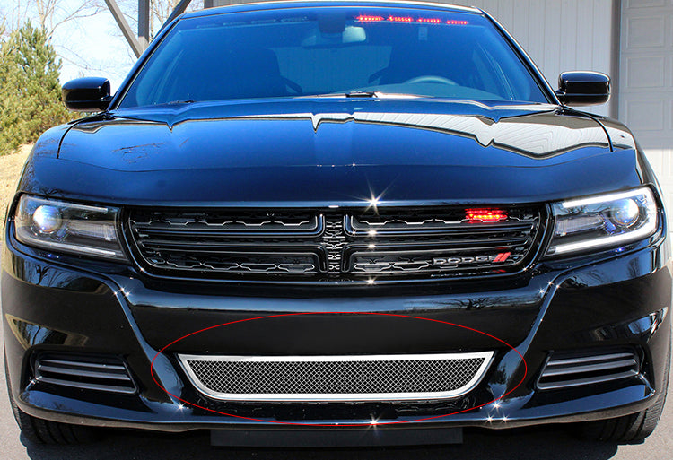 APS Polished Stainless Lower Mesh Grille: Dodge Charger GT & SXT (w/OUT Adaptive Cruise Control) 2015 - 2023