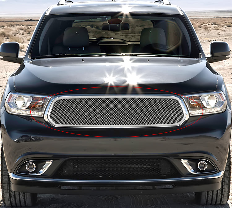 APS Polished Stainless Upper Mesh Grille: Dodge Durango 2014 - 2017
