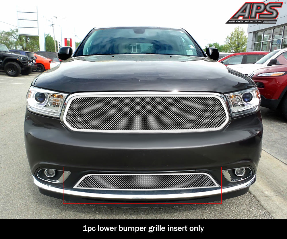 APS Polished Stainless Lower Mesh Grille (w/OUT Adaptive Cruise Control): Dodge Durango 2014 - 2017