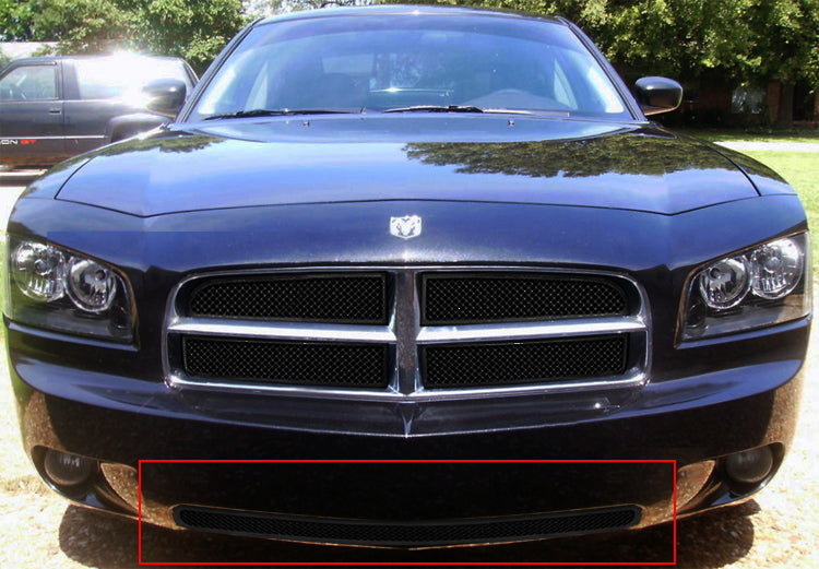 APS Black Stainless Lower Mesh Grille: Dodge Charger 2006 - 2010