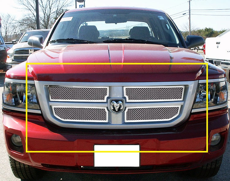 APS Polished Stainless Upper Mesh Grille: Dodge Dakota 2008 - 2011