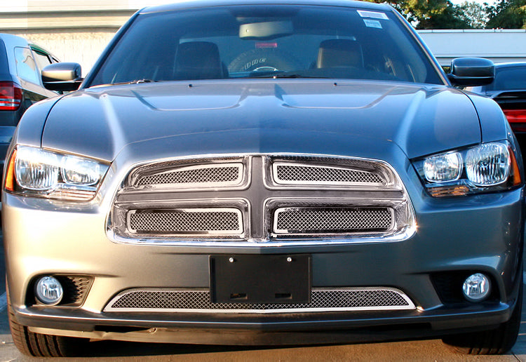 APS Polished Stainless Upper Mesh Grille (1.8mm Wire): Dodge Charger 2011 - 2014