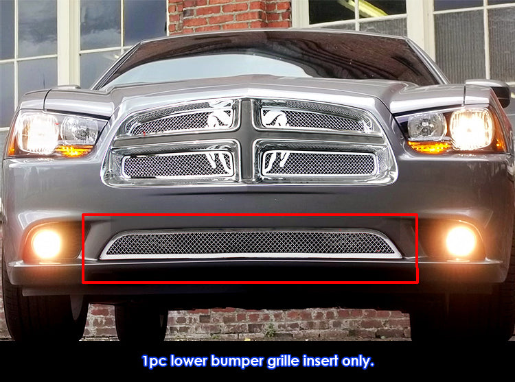 APS Polished Stainless Lower Mesh Grille: Dodge Charger 2011 - 2014