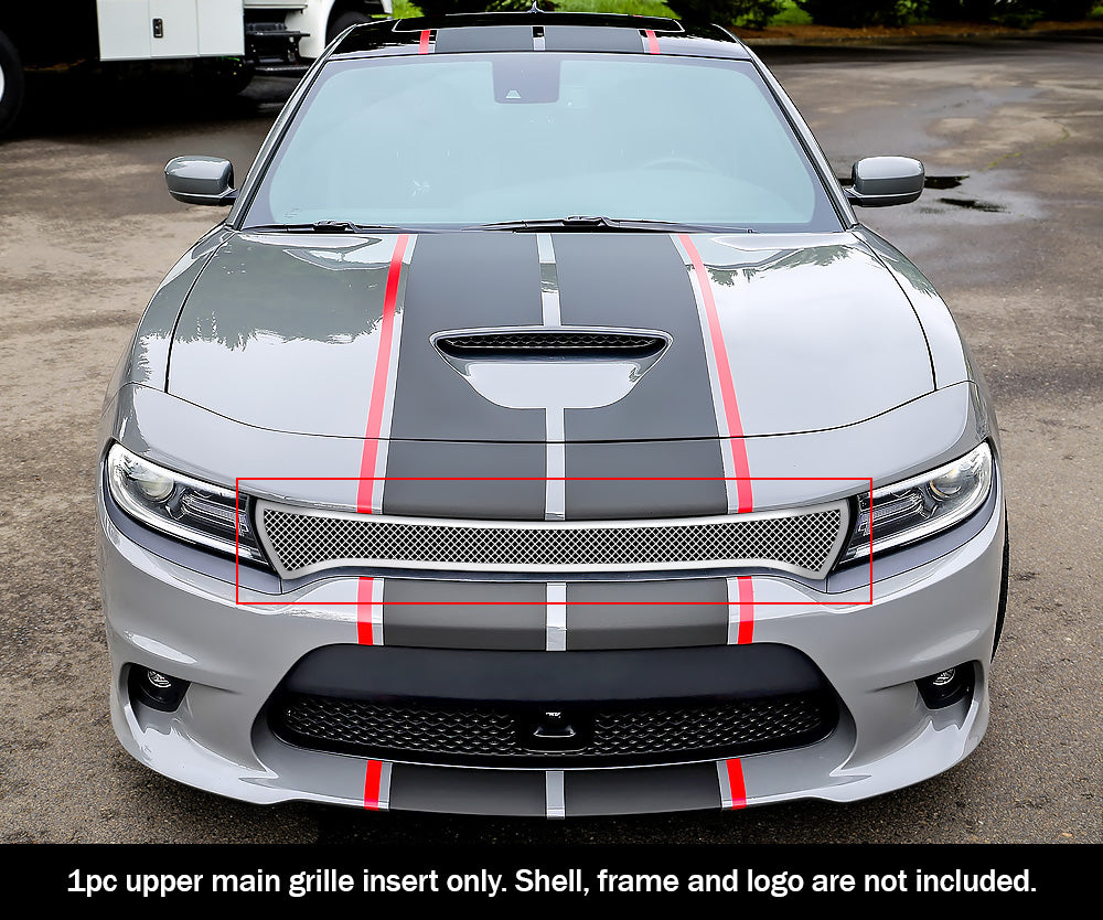 APS Polished Stainless Upper Mesh Grille: Dodge Charger 2015 - 2018