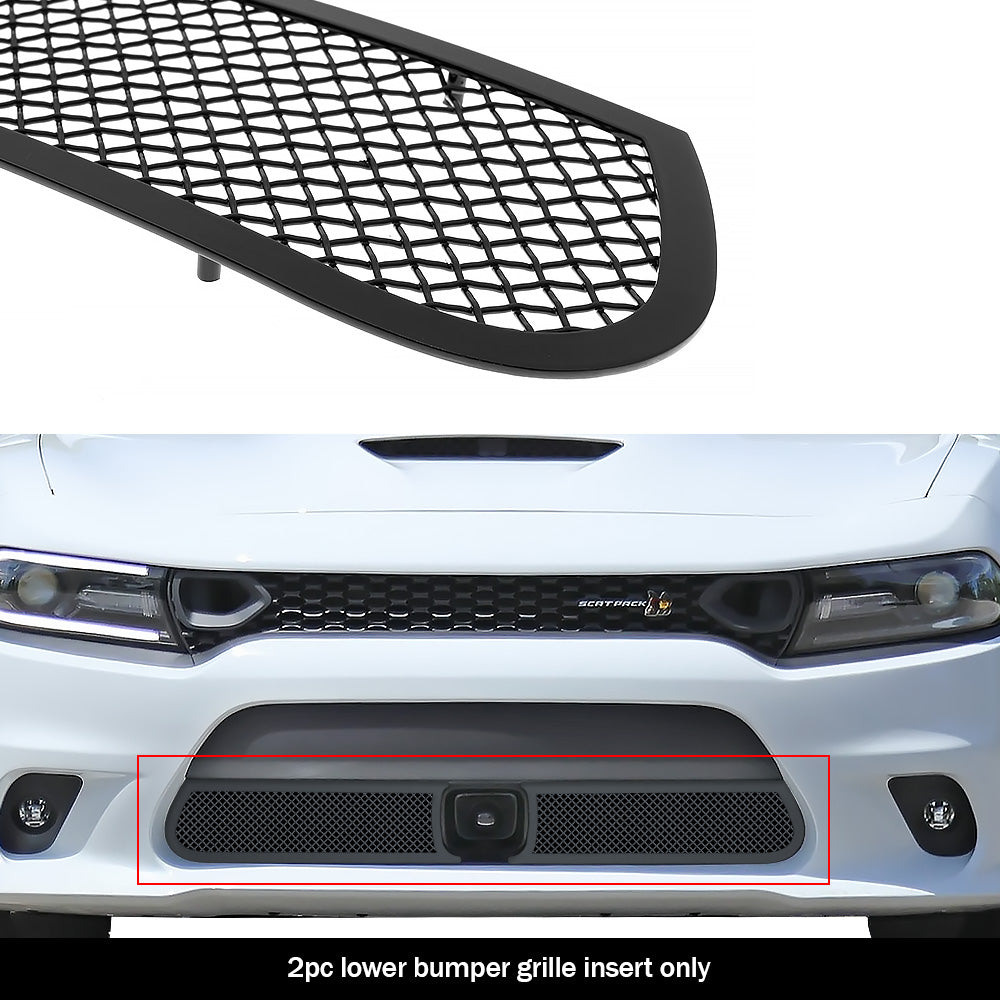 APS Black Stainless Lower Mesh Grille (WITH Adaptive Cruise Control): Dodge Charger 2015 - 2018