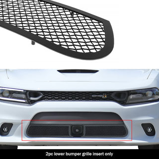 APS Black Stainless Lower Mesh Grille (WITH Adaptive Cruise Control): Dodge Charger 2015 - 2018