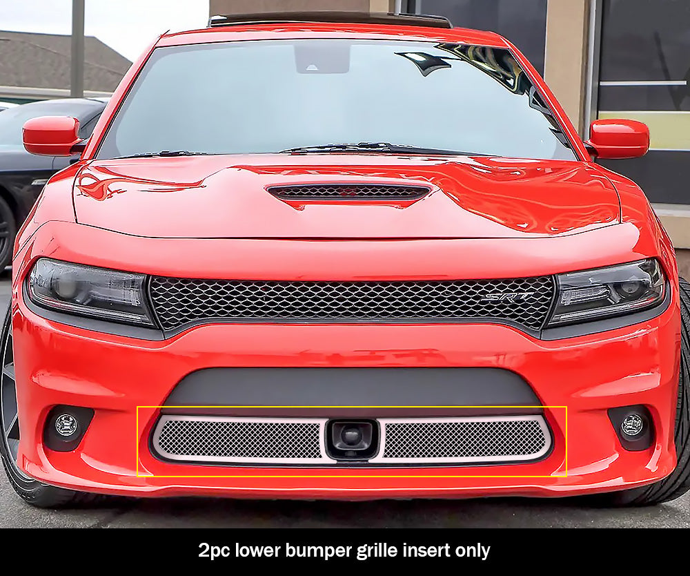 APS Polished Stainless Lower Mesh Grille (WITH Adaptive Cruise Control): Dodge Charger 2015 - 2018
