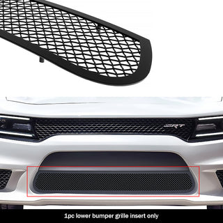 APS Black Stainless Lower Mesh Grille (w/OUT Adaptive Cruise Control): Dodge Charger 2015 - 2018