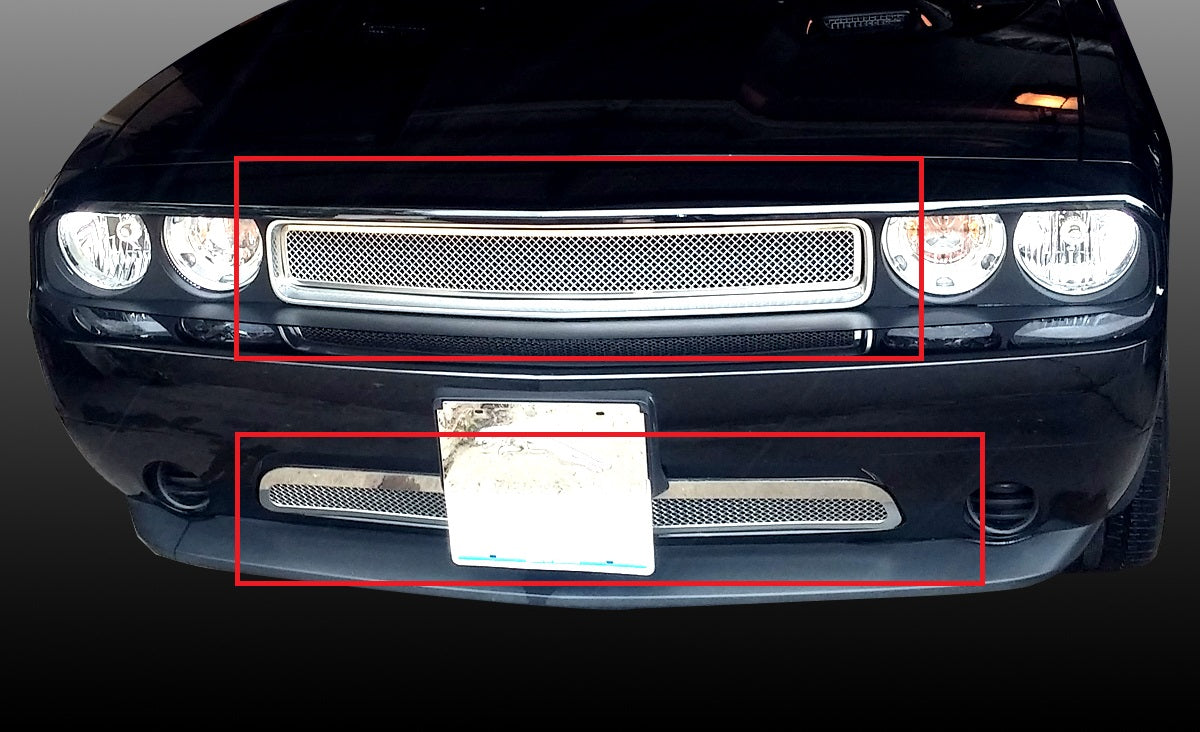 APS Polished Stainless Mesh Grilles (Upper & Lower): Dodge Challenger 2009 - 2010