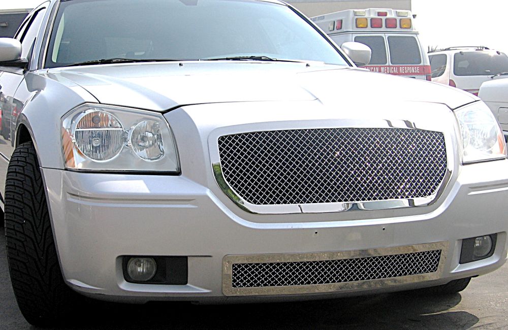 APS Polished Stainless Mesh Grilles (Upper & Lower, 2.5mm): Dodge Magnum 2005 - 2007