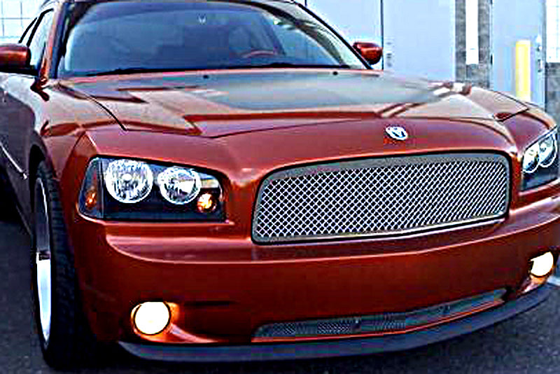 APS Polished Stainless Mesh Grilles (Upper & Lower, 1.8mm): Dodge Charger 2006 - 2010