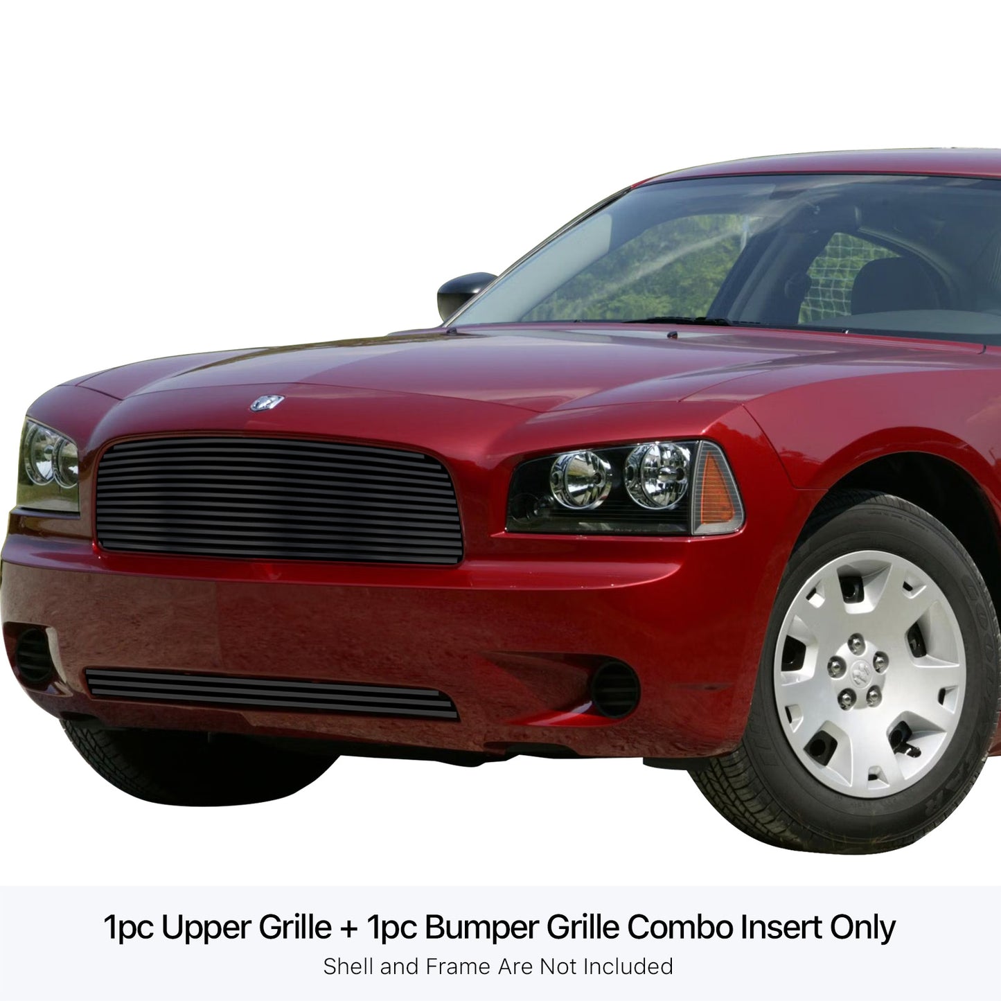 APS Black Stainless Billet Grilles (Upper & Lower): Dodge Charger 2006 - 2010
