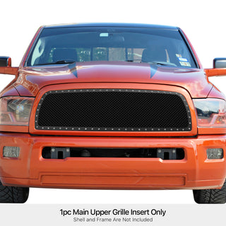 APS Black Stainless Upper Rivet Grille: Dodge	Ram 2010 - 2012 (2500 & 3500)