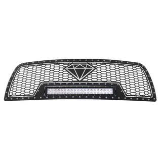 APS Stainless Upper Sheet Grille w/ LED's: Dodge Ram 2009 - 2012 (2500 & 3500)
