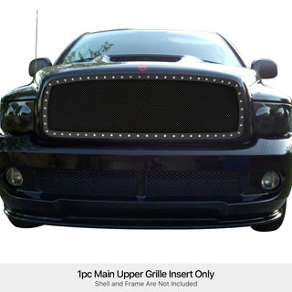 APS Black Stainless Upper Rivet Grille: Dodge Ram 2002 - 2005
