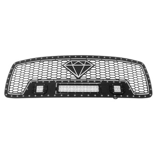 APS Stainless Upper Sheet Grille w/ LED's: Dodge Ram 2002 - 2005