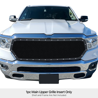 APS Black Stainless Upper Rivet Grille (Laramie/Lone Star/Big Horn/Tradesman): Ram 1500 2019 - 2024