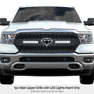 APS Stainless Upper Sheet Grille w/ LED's (Laramie/Lone Star/Big Horn/Tradesman): Ram 1500 2019 - 2024