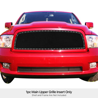 APS Black Stainless Upper Rivet Grille: Dodge	Ram 1500 2009 - 2012