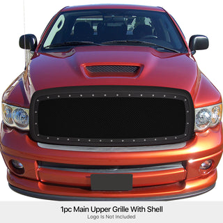 APS Black Stainless Upper Package Grille: Dodge Ram 2002 - 2005