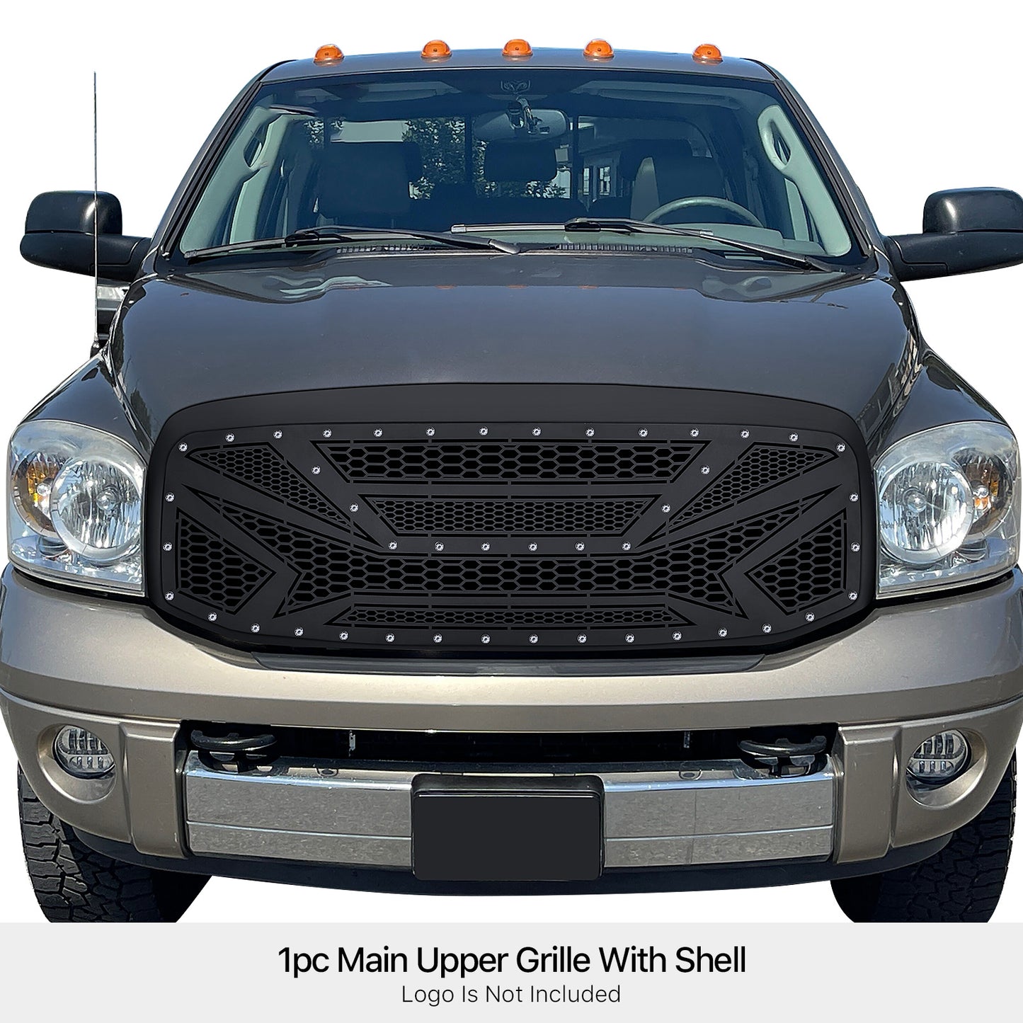 APS Black Stainless Upper Package Grille (Version 2): Dodge Ram 2006 - 2009