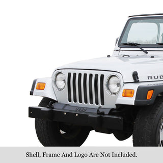 APS Black Stainless Upper Billet Grille: Jeep Wrangler TJ 1997 - 2006