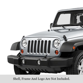 APS Black Stainless Upper Billet Grille: Jeep Wrangler JK 2007 - 2018
