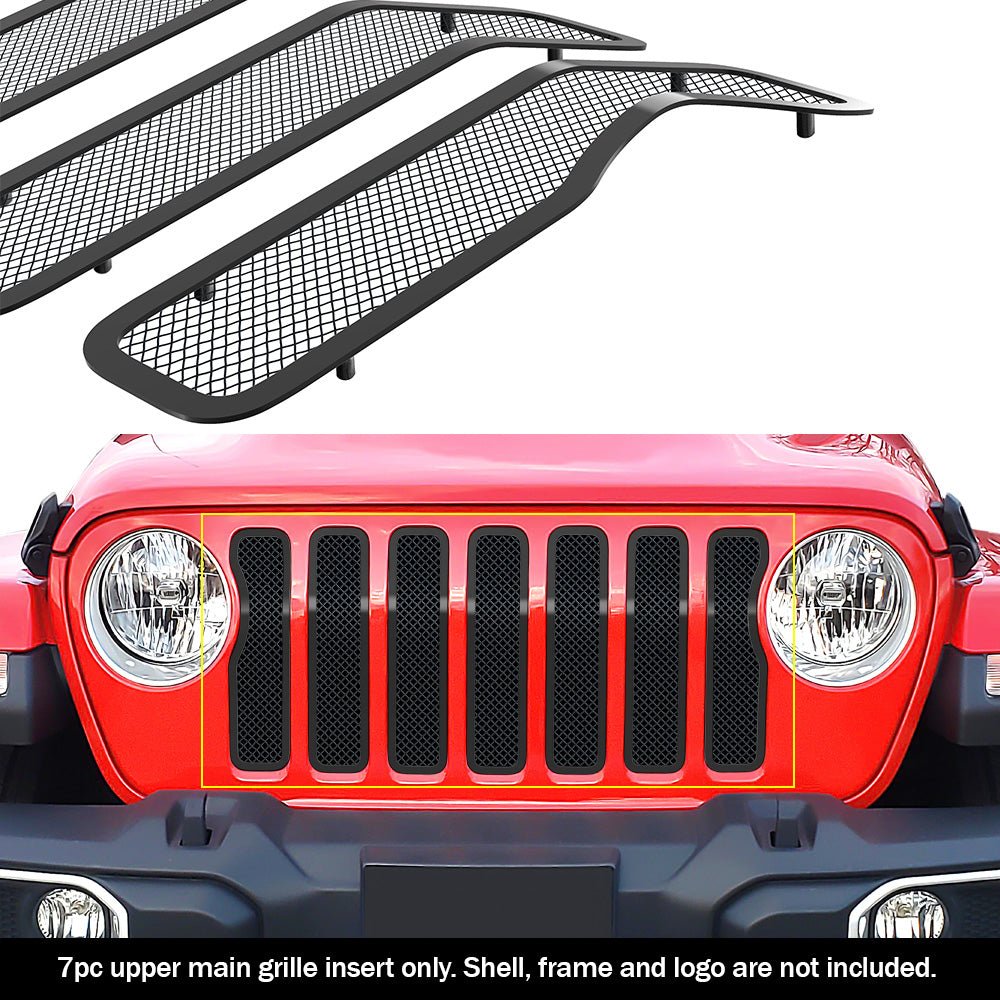 APS Black Stainless Upper Mesh Grille: Jeep Gladiator 2020 - 2025