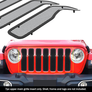 APS Black Stainless Upper Mesh Grille: Jeep Gladiator 2020 - 2025