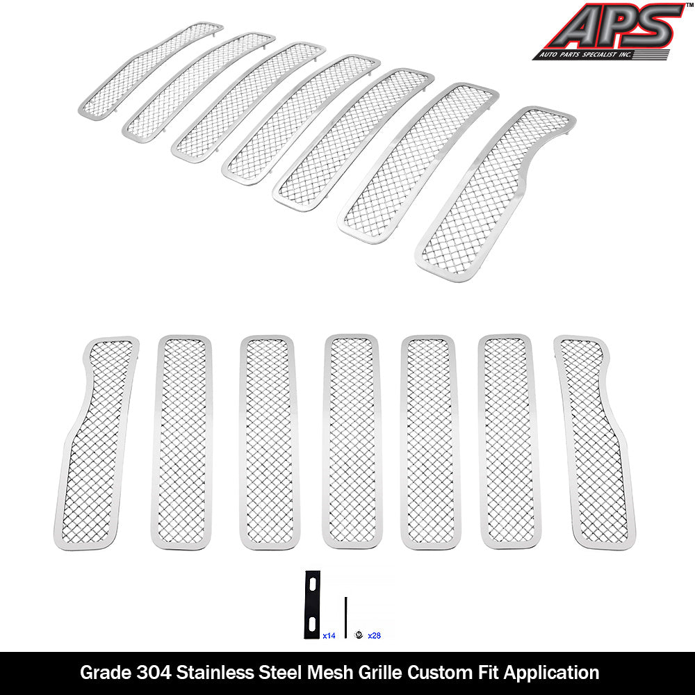 APS Polished Stainless Upper Mesh Grille: Jeep Gladiator 2020 - 2025