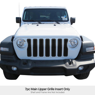 APS Black Stainless Upper Mesh Grille: Jeep Wrangler 2018 - 2025