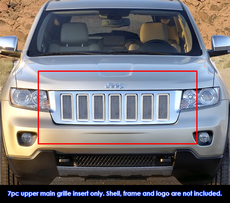 APS Polished Stainless Upper Mesh Grille: Jeep Grand Cherokee 2011 - 2013