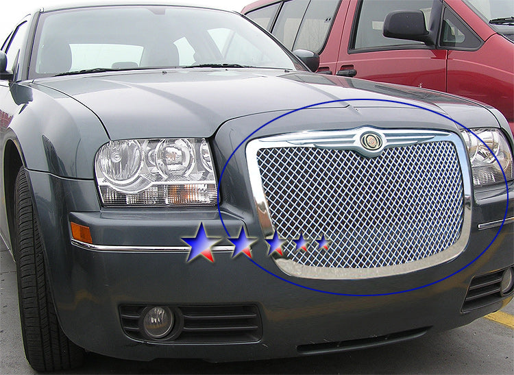 APS Polished Stainless Upper Mesh Grille (2.5mm Wire, Version 1): Chrysler 300 & 300C 2005 - 2010