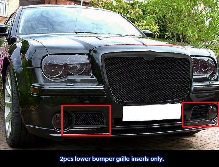 APS Black Stainless Lower Mesh Grille: Chrysler 300C 2005 - 2010