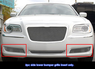 APS Polished Stainless Fog Light Grilles (Version 1) (w/OUT Adaptive Cruise Control): Chrysler 300 2011 - 2014
