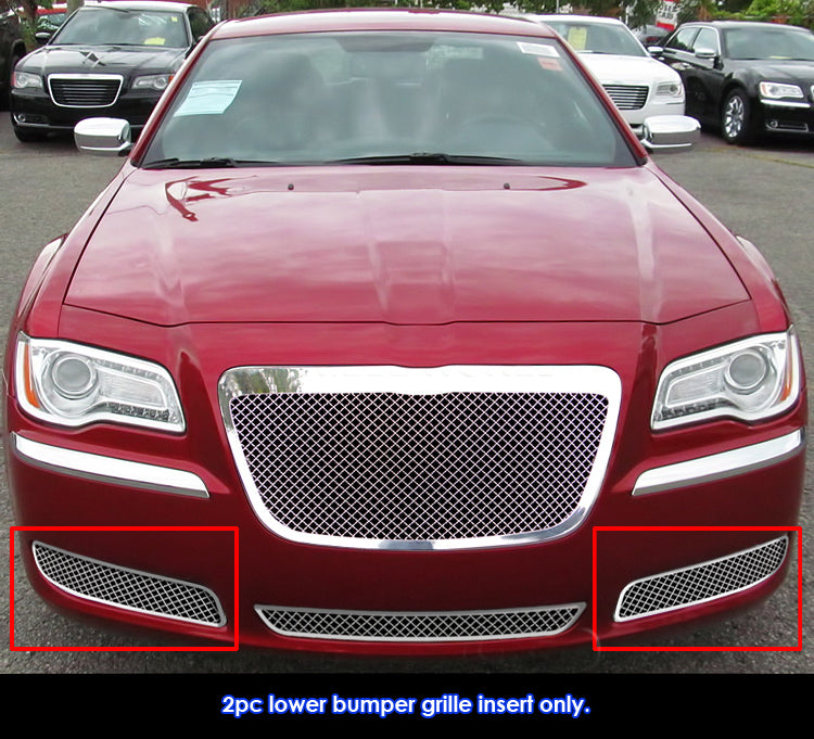 APS Polished Stainless Fog Light Grilles (Version 2) (w/OUT Adaptive Cruise Control): Chrysler 300 2011 - 2014