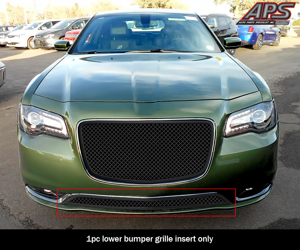 APS Black Stainless Lower Mesh Grille (w/OUT Adaptive Cruise Control): Chrysler 300 2015 - 2024
