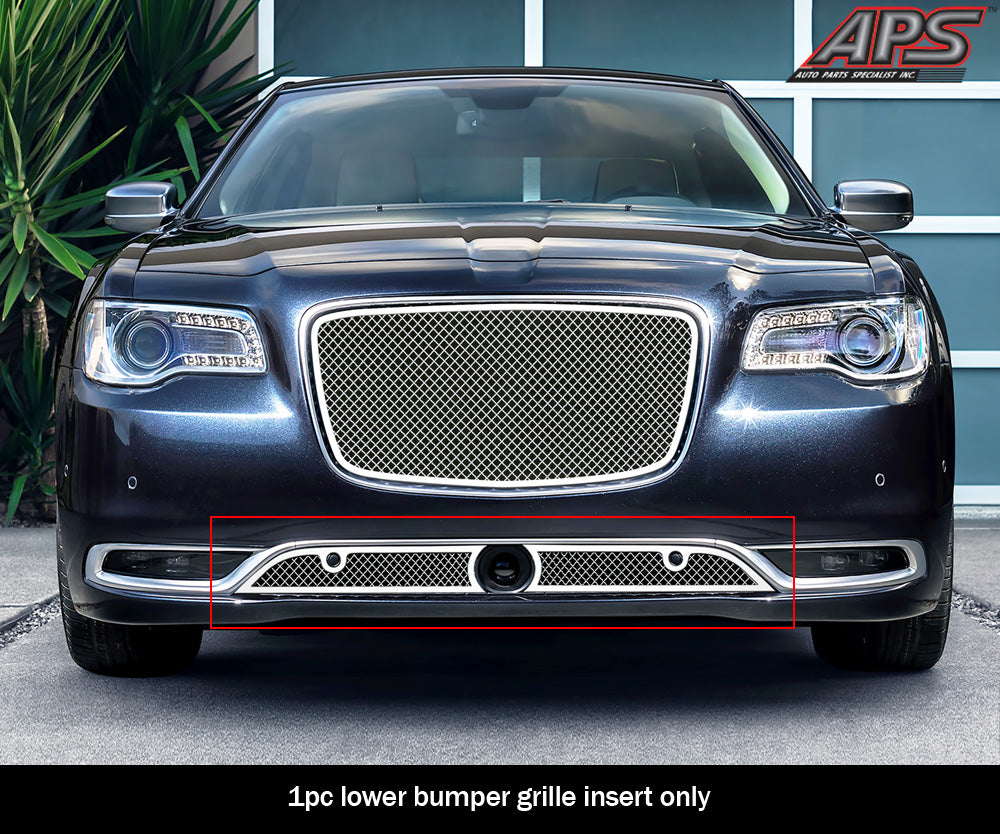 APS Polished Stainless Lower Mesh Grille (WITH Adaptive Cruise Control): Chrysler 300 2015 - 2024