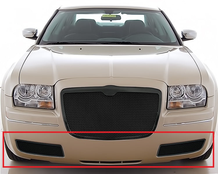 APS Black Stainless Lower Mesh Grille (w/ Fog Lights Covered): Chrysler 300C 2005 - 2010