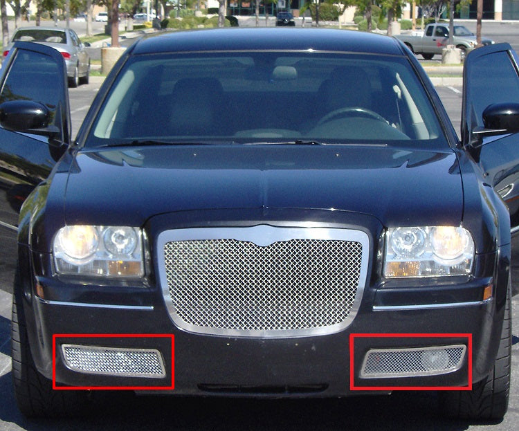 APS Polished Stainless Lower Mesh Grille (1.8mm, w/ Fog Lights Covered): Chrysler 300C 2005 - 2010