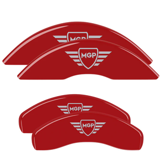 MGP Caliper Covers (FRONT AND REAR): Jeep Grand Cherokee (21-24) w/ Red Finish, Silver Characters, MGP Logo