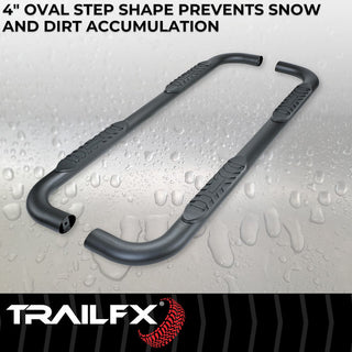 TrailFX 4" Oval Bent Step Bar: Ram 1500 2019-2024 3.6L / 5.7L / 6.2L TRX - Black