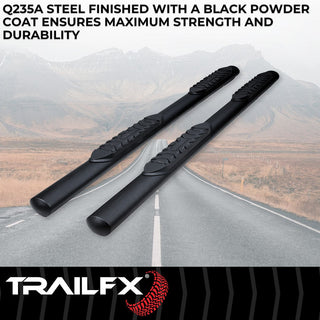 TrailFX 4" Oval Straight Step Bar: Jeep Gladiator 2020-2026 2.0L/3.0L - Black