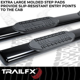 TrailFX 6" Oval Straight Step Bar Black: Fits Ram 1500-3500 2009-2023 w/ Step Pads