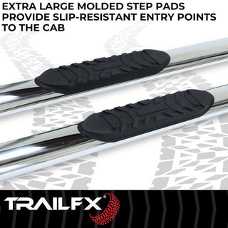 TrailFX 4" Oval Straight Step Bar Standard SS (RIGHT): Fits Ram 1500 / 2500 / 3500 2009-2023 w/ Step Pads